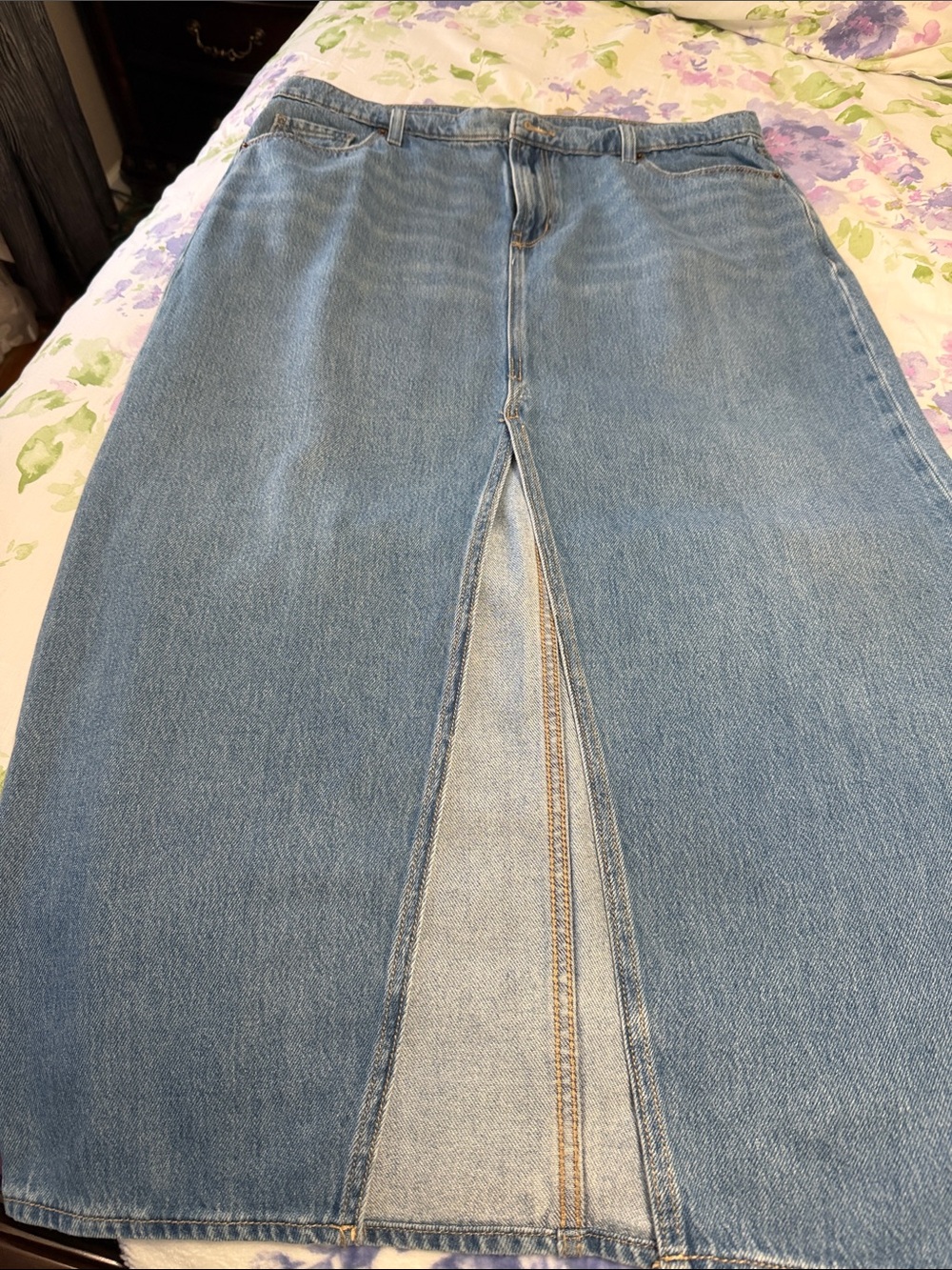 Old Navy Light Blue Straight Denim Skirt with Front Slit
